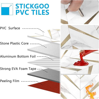 STICKGOO Herringbone Tile Peel and Stick Backsplash for Kitchen&Bathroom