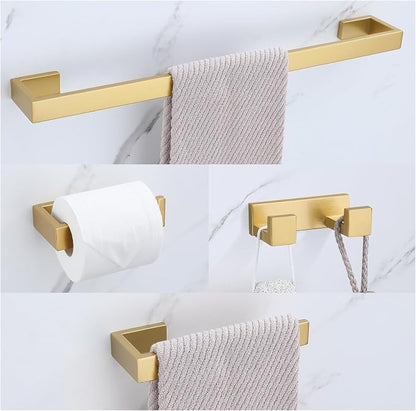 Lairuier Brushed Gold Bathroom Accessories, 23.6 inches Towel Bar Set | Including Towel Bar, Towel Holder, Toilet Paper Holder, Towel Hook, SUS304 Stainless Steel Bathroom Towel Holder Hardware Set