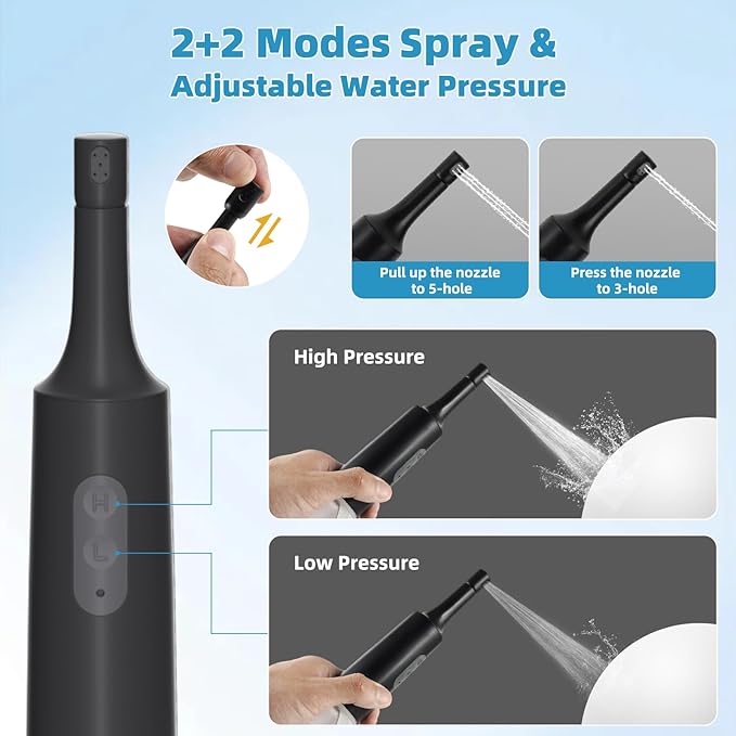 Hibbent Portable Bidet for Travel, High Pressure Electric Handheld Bidet Sprayer, 350-550ML Expandable Bottle for Personal Hygiene, USB-C Rechargeable Waterproof, Travel Sprayer for Women & Men, Black