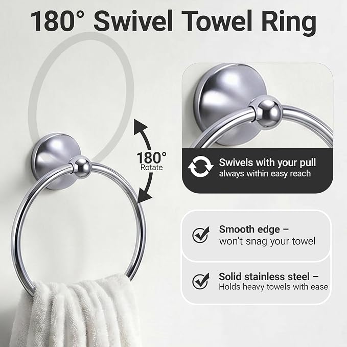 24-Inch Wall Mounted Towel Racks for Bathroom, 4-Piece Towel Bar Set | Rust-Resistant SUS 304 Stainless Steel, 4-Piece Towel Bar Set, Space-Saving Design, Easy Mount for Bath Towel Storage Home