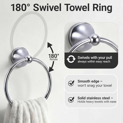 24-Inch Wall Mounted Towel Racks for Bathroom, 4-Piece Towel Bar Set | Rust-Resistant SUS 304 Stainless Steel, 4-Piece Towel Bar Set, Space-Saving Design, Easy Mount for Bath Towel Storage Home