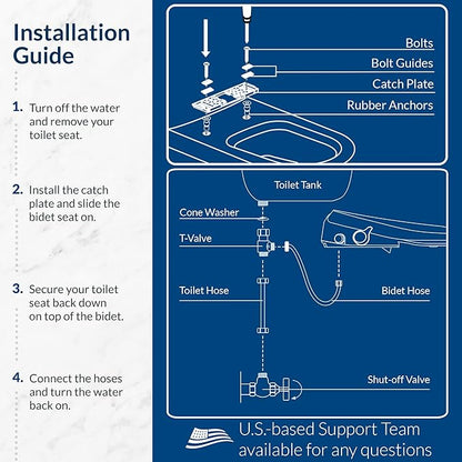 Bio Bidet BB550 Heated Bidet Seat with Warm Water Wash & Air Dryer, Night Light, Low Profile Design, Elongated