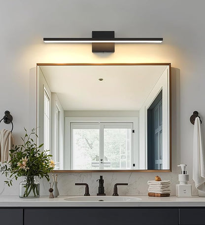 JUSHENG Black Vanity Lights for Bathroom 5CCT Dimmable Bathroom Vanity Light Fixtures LED Vanity Light Bar 24'' Inch 24W ETL Certificated