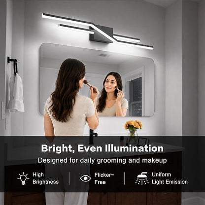 SOLFART Bathroom Lighting Fixtures Over Mirror 40 Inch Dimmable Matte Black Vanity Lights Modern Bathroom Light