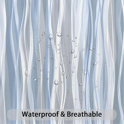 Moonslim Blue Grey Ombre Shower Curtain, Modern Wavy Abstract Striped Line Bathroom Curtain, Waterproof Fabric Bath Decor, 72 x 72 Inch