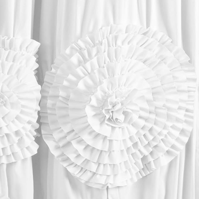 Lush Decor Serena Shower Curtain, 72" W x 72" L, White - Ruffled Bathroom Curtain - White Fabric Shower Curtains - Coquette Decor