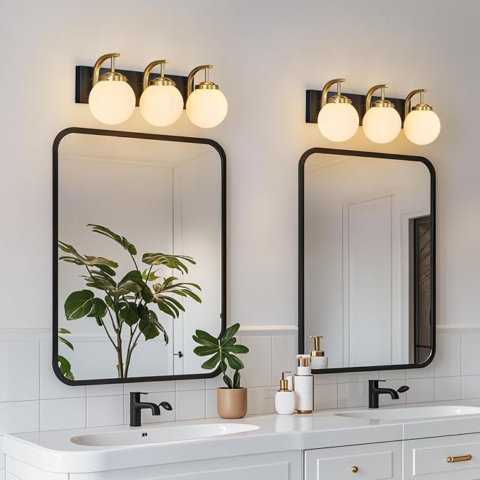 Bathroom Vanity Light Fixtures Over Mirror Modern Sand Black Gold 3 Lights Wall Sconce Vanity Light for Bathroom Lighting