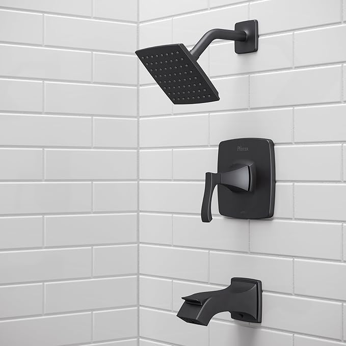 Pfister Venturi Tub & Shower Trim Kit, Valve and Cartridge Included, 1-Handle, Matte Black Finish, 8P8WS2VNSB