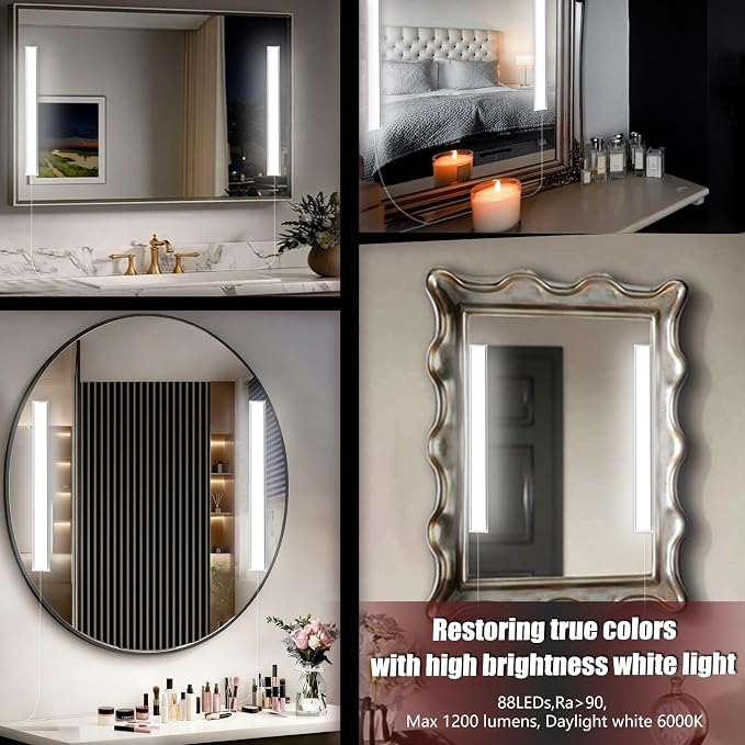 LED Vanity Light for Mirror, Bright/RA90/6000K/Dimming Makeup Lights, 12V/16W Lighting for Mirror, Lighting for Makeup Vanity Table & Bathroom Mirror