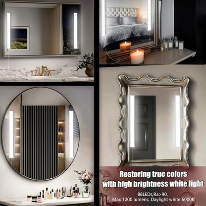 LED Vanity Light for Mirror, Bright/RA90/6000K/Dimming Makeup Lights, 12V/16W Lighting for Mirror, Lighting for Makeup Vanity Table & Bathroom Mirror