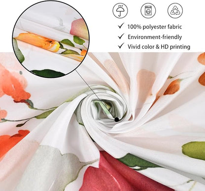 Spring Flower Extra Long Shower Curtain, Floral Colorful Nature Machine Washable Waterproof for Bathroom Bathtub with Hooks 72Wx84H