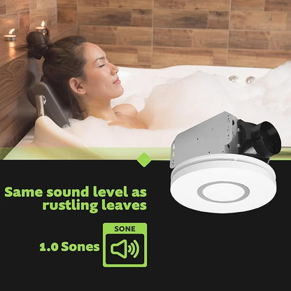 Homewerks 7141-80-CTA Bathroom Fan with LED Lights Color Changing 80 CFM 1.0 Sones Ventilation Fan with 3-Way CCT Dimmable LED Light