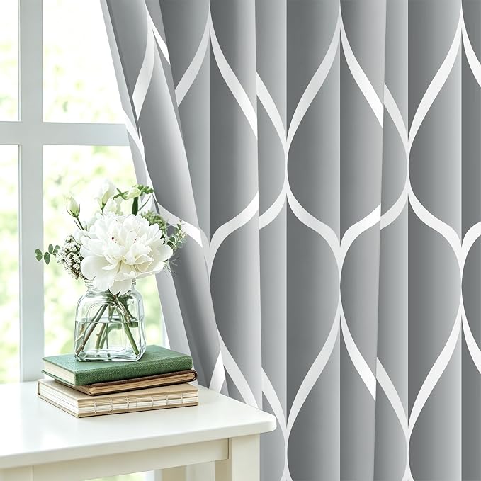 Gelbchu Geometric Shower Curtain for Bathroom, Light Gray, 72x72 Inch | with Hooks, Premium Polyester, Quick Dry, Water Repellent, Machine Washable, Rustproof Grommets, Modern Minimalist