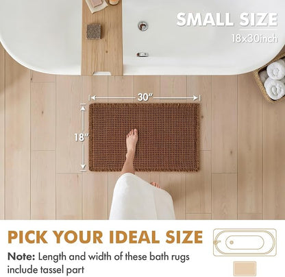 MIULEE Set of 2 Waffle Bathroom Rugs Boho Bath Mat Caramel 18x30 Inch | Non Slip, Super Absorbent, Washable, Ultra Soft, Rubber Backed Bath Rugs for Bathroom Floor Tub Shower