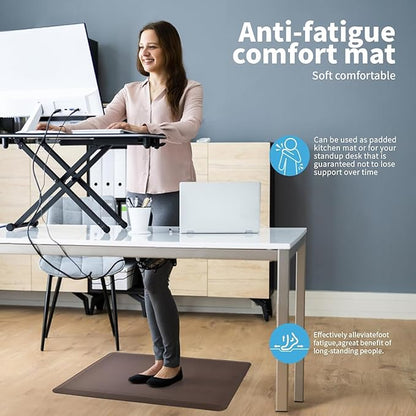 Art3d Anti Fatigue Mat - 1/2 Inch Cushioned Kitchen Mats - Comfort & Non Slip Cushion for Standing Desk, Office or Garage Floor (17.3"x28", Chocolate)
