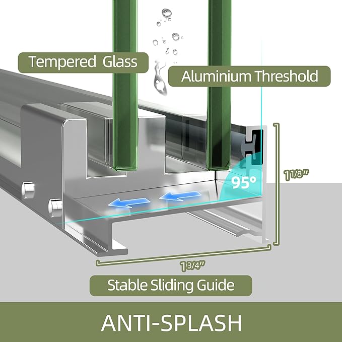 GETPRO Shower Door 62-66 in. W x 72 in. H Double Sliding Semi-Frameless Bypasss Bathroom Shower Glass Doors 1/4 inch Clear Tempered Glass Door for Walk-in Shower Chrome Finish