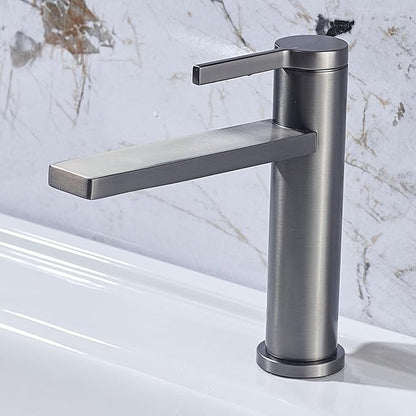 Single Hole Faucet for Bathroom Sink Brass Bathroom Faucet Single Handle Hot and Cold Gun Gray