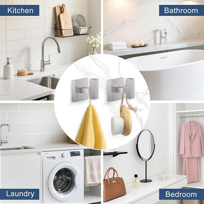 TURS 5-Pieces Brushed Nickel Bathroom Hardware Accessories Set 23.6" Towel Bar Set Wall Mounted Square Toilet Paper Holder with Shelf Stainless Steel