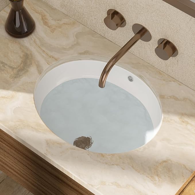 20x16 Inch White Oval Undermount Bathroom Sink | Interior Bowl Size 17"W x 14", DCeramic, Curved Bottom, Easy to Clean, with Overflow, Ideal for Bathroom, Lavatory, Vanity
