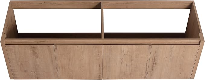 60" Floating Bathroom Vanity,60 Inch Bathroom Vanity Without Top Sink,Modern Floating Vanity Cabinet,Brown Wall Mounted Cabinet with Soft Closing Doors,Plywood(Sink Basin Not Included)