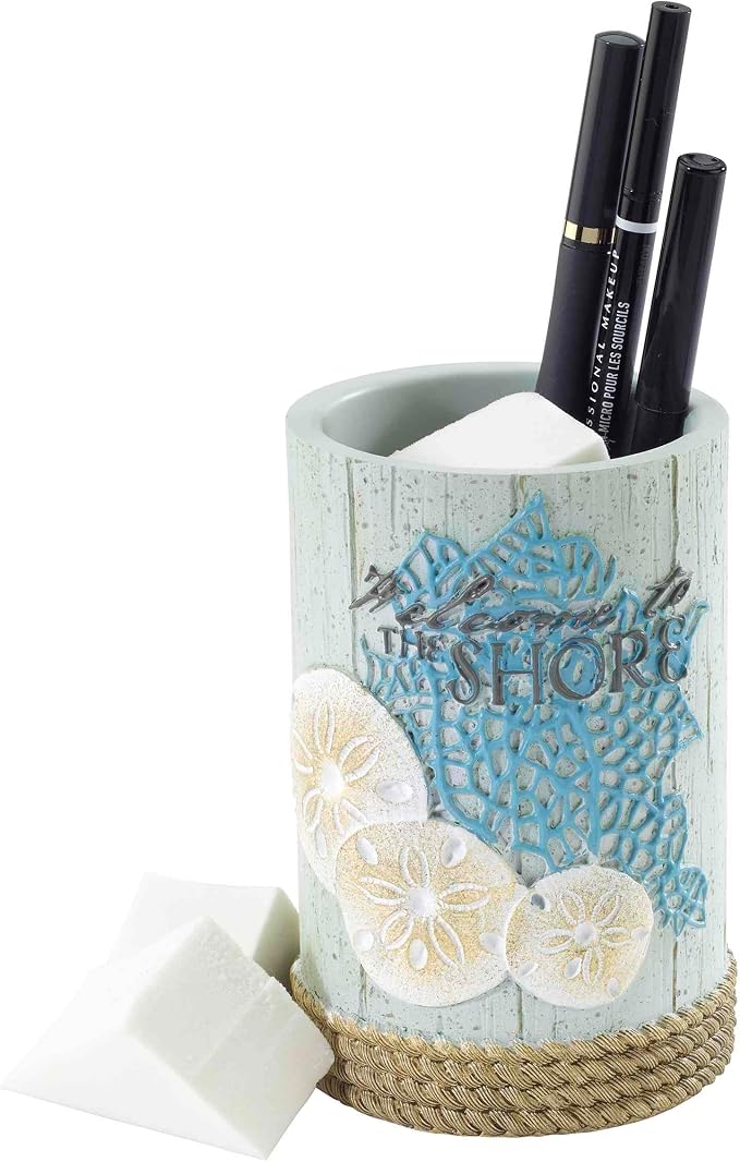 Avanti Linens - Accessory Set, Resin Tumbler, Toothbrush Holder, Soap Dish & Lotion Pump, Durable Bath Decor (Beachcomber Collection)