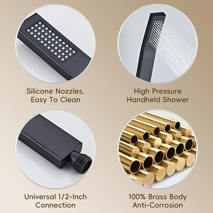 Handheld Shower Head，High Pressure Shower Head,Water Saving Detachable Shower Wand with Solid Brass Body and 5 ft Flexible Hose, Easy to Clean and Durable (Shower Head with Filter)