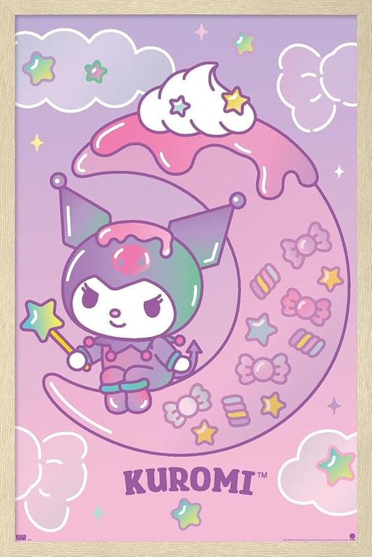 Hello Kitty and Friends: 24 Dreamland - Kuromi Wall Poster, 34L" x 22.4W", Blonde Framed Version