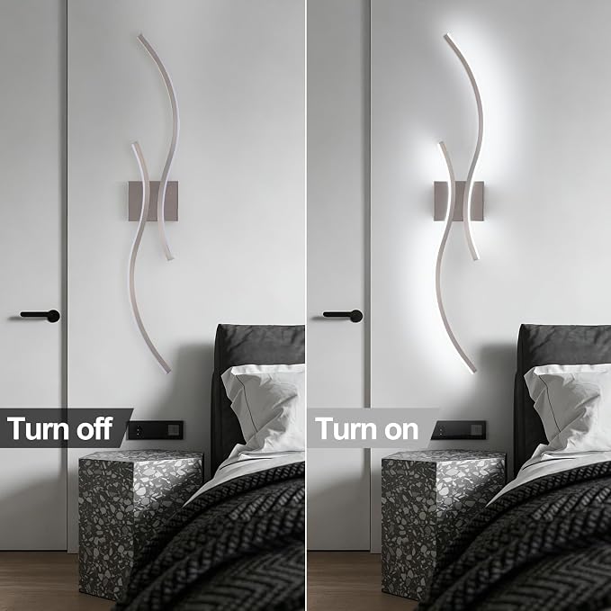 CANEOE Modern Led Wall Light, 39inch Brushed Nickel Indoor Led Wall Sconce Lighting for Living Room Hallway Bedroom Bedside Wall Lamp (Brushed Nickel,6000K,1 Pack)