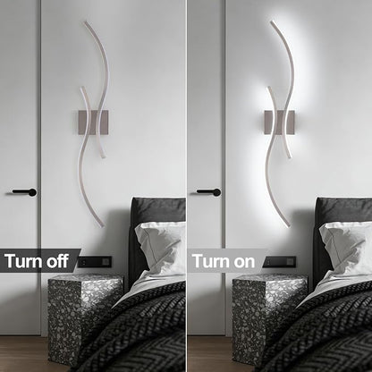 CANEOE Modern Led Wall Light, 39inch Brushed Nickel Indoor Led Wall Sconce Lighting for Living Room Hallway Bedroom Bedside Wall Lamp (Brushed Nickel,6000K,1 Pack)