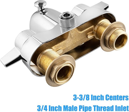 Bathcock Clawfoot Tub Shower Diverter Kit, 3 3/8" Centers, Vintage Bathtub Faucet, MIP Inlet, Shower Riser Outlet, Chrome