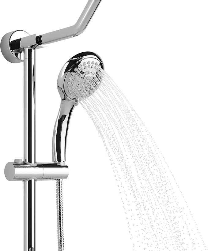 PULSE ShowerSpas 1011-CH-1.8GPM Kauai III Shower System, with 8" Rain Showerhead, 5-Function Hand Shower, Adjustable Slide Bar and Soap Dish, Polished Chrome, 1.8 GPM