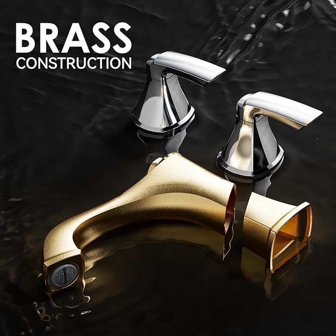 Chrome Bathroom Faucet 3 Hole, Sanliv Widespread Bathroom Sink Faucet with Drain Assembly, 2-Handle Modern Vantiy Faucet for 4-16 Inch Three Hole Sinks, Polished Chrome