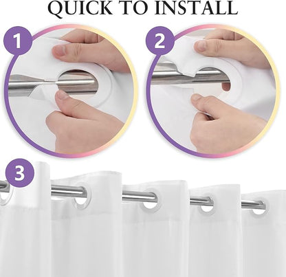 River Dream No Hook Stall Shower Curtain or Liner Microfiber White, 54x80 | Waterproof Fabric Shower Curtain Set, Bottom Magnets, Soft & Machine Washable, 54W x 80H