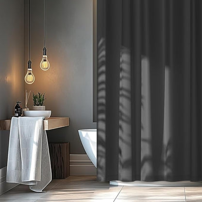 Seenus Charcoal Grey Fabric Stall Shower Curtain Liner 36 x 78 inch, Waterproof Cloth Shower Liner Washable with 2 Large Magnets, Narrow Bathroom Shower Curtain for Single Stall