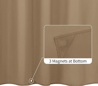ALYVIA SPRING Waterproof Fabric Shower Curtain or Liner Coffee Brown, 72x72 | 3 Magnets, Soft Cloth & Hotel Quality, Machine Washable, Light-Weight, Standard Size