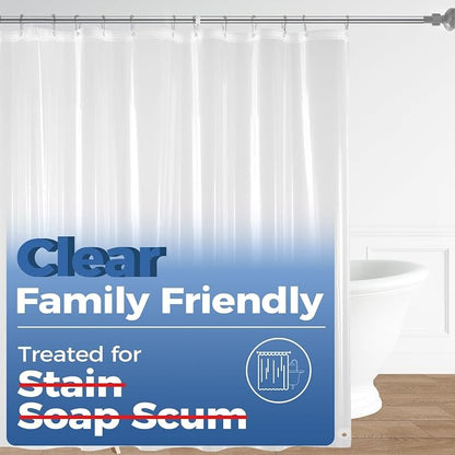downluxe Shower Curtain Liner, PEVA Plastic Shower Liner with 3 Magnets, 72" x 72" Waterproof Bathroom Curtain, Clear, 3 Pack