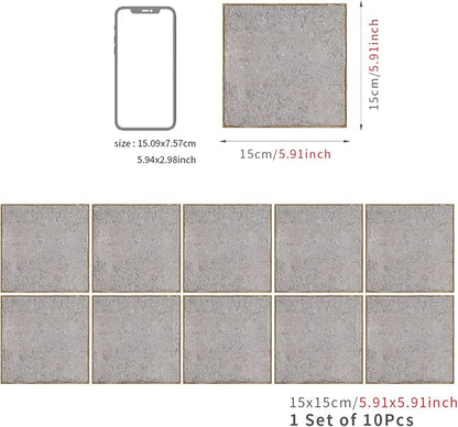 Alwayspon Stone Effect Vinyl Sticker Peel and Stick, Self-Adhesive Wall Tile Transfers Backsplash Sticker Decal for Kitchen Bathroom, 6x6inch/15x15cm 10Pcs, T028