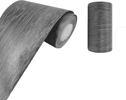 Teemall 10M Black Wood Grain Removable PVC Waterproof Border Wall Decor Removable Self Adhesive Kitchen Bathroom Tiles Sticker Wallpaper 4.2x390 (Dark Gray, 4" x 390")