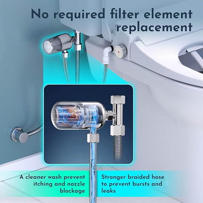 Electric Heated Bidet Warmer Water Toilet Seat Elongated with Bubble Wash, Warm Air Dryer, Endless Warmer Water, Remote Control, Curved Spray Bar, 70" Power Cord, Clean Water