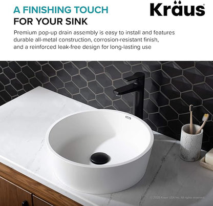 KRAUS Pop-Up Drain in Matte Black, PU-10MB