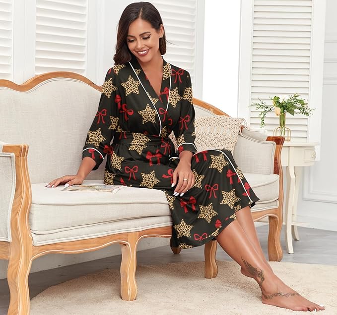 PrinStory Womens Robe Long Knit Bathrobe Lightweight Soft Robes Ladies Bath Robe