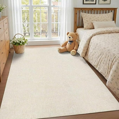 Garvee Large Rugs for Living Room 10x13 Textured Washable Area Rug, Beige | Modern Solid Color Non Slip Backing Low Pile Non Shedding Stain Resistant Minimalist Rug for Dining Room Nursery Bedroom