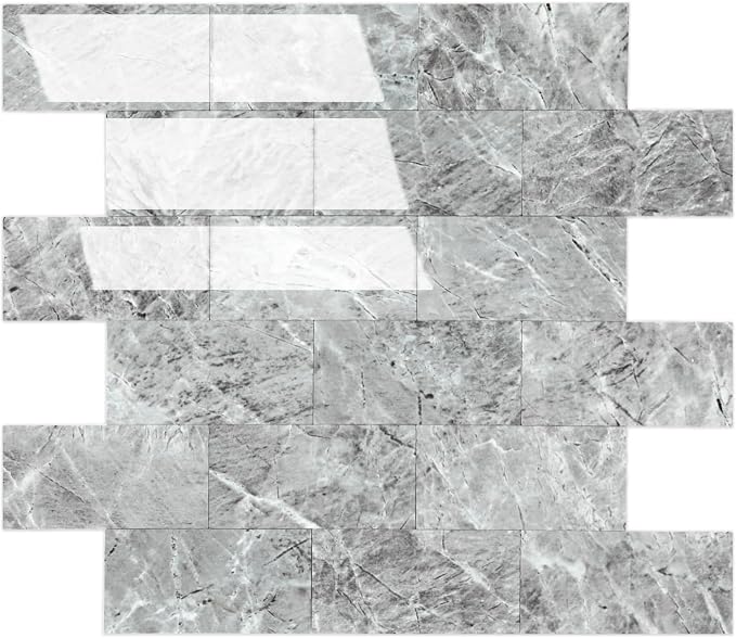 2026 New Upgrade Peel and Stick Backsplash Tile, Peel and Stick 11.34" X 11.57" Wall Tile for Kitchen, Bathroom, Fireplace, Laundry (Polished Gray, 1 Pack)