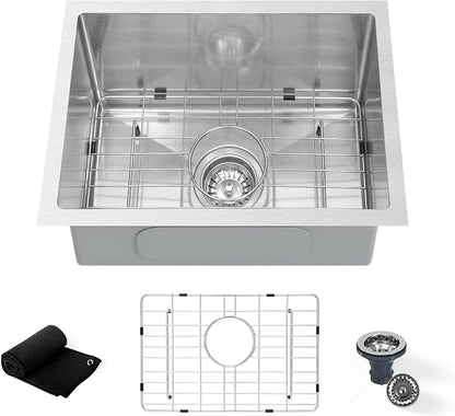 Undermount Kitchen Sink 20"x16": 3D Micro-pebble Embossed | 18-Gauge Stainless Steel Sink, 9" Deep, Top Mount, Scratch-Resistant Embossed Surface, for High-frequency Cooking, RV
