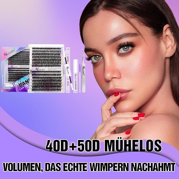 Lash Clusters Kit, DIY Cluster Eyelash Extensions 9‑16mm, 60D+80D+100D, 224pcs Fluffy D Curl Natural Lashes with Bond & Seal,Remover,Tweezers,Brush–Fake Cat Eye Individual Clusters