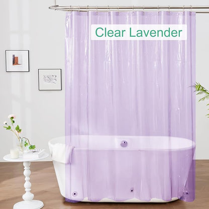 Mrs Awesome Clear Lavender Shower Curtain Liner with 3 Magnets, 72x72 | 12 Rustproof Grommets, Premium Plastic Shower Curtain for Bathroom Lightweight & Waterproof,72W x 72H