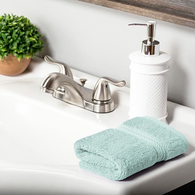 Superior Egyptian Cotton Plush & Absorbent, Face Towel Set of 6, Sea Foam | Quick Dry, Soft Luxury Towel Set, Bath Essentials for Bathroom, Guest Bath, Spa, 2 Piece Face, Madeline Towels