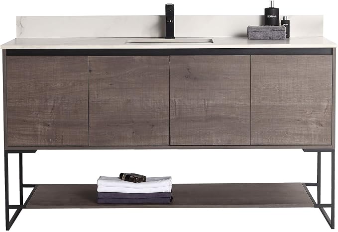 60 Inch Bathroom Vanity with Sink - Modern Knob Free Design, Elegant Space-Saving Solution for Your Bathroom - Durable, Bathroom Vanities for a Contemporary Look - Urbania Collection