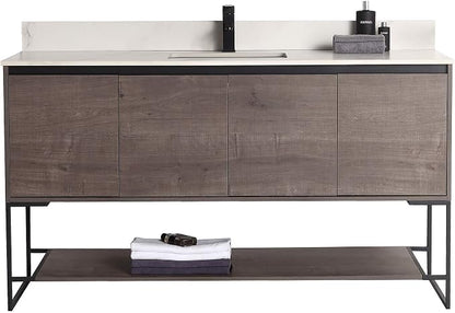 60 Inch Bathroom Vanity with Sink - Modern Knob Free Design, Elegant Space-Saving Solution for Your Bathroom - Durable, Bathroom Vanities for a Contemporary Look - Urbania Collection