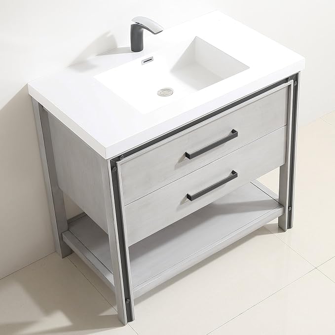 Dowell 31" Bathroom Sink,Single Bowl Vanity Basin,Rectangular Drop-In Bathroom Sink with Overflow,White-000 3122BP